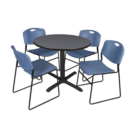 Cain Cain Round Table & Chair Set, Wood, Metal, Polypropylene Top, Grey TB42RNDGY44BE